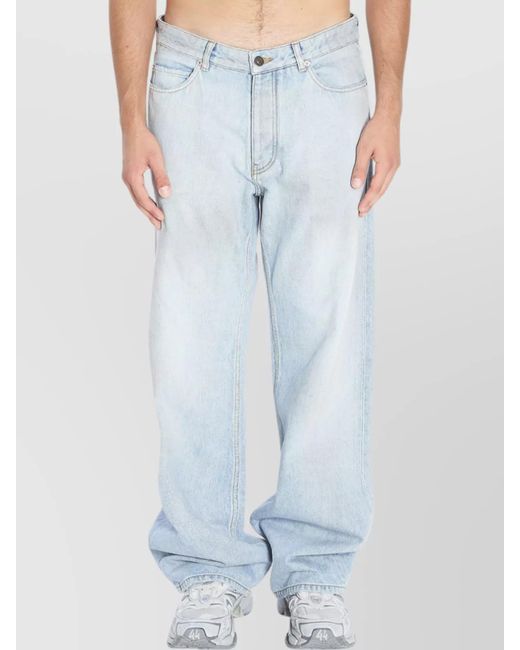 Balenciaga Blue Cotton Distressed Relaxed-Fit Mid-Rise Jeans for men