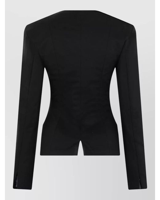 Ludovic de Saint Sernin Black Rebecca Cotton Jacket Eyelet Collar