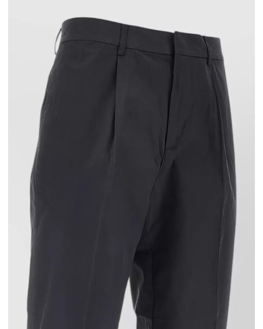 Emporio Armani Blue Cotton Pleated Tailored Trousers for men