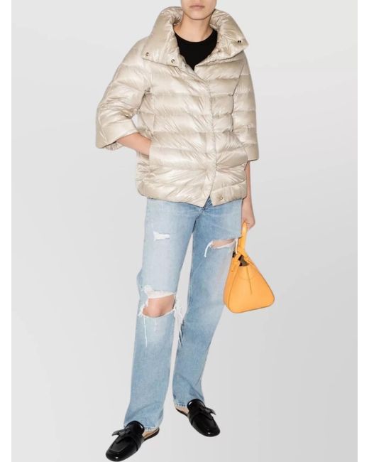 Herno Natural Down High-Neck Cropped Puffer Jacket