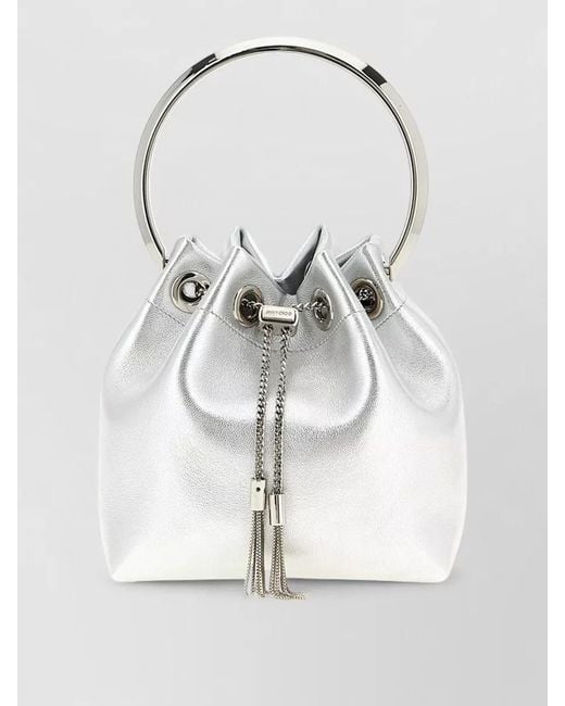 Jimmy Choo Gray Diwali Capsule Bon Bucket Bag Tassel
