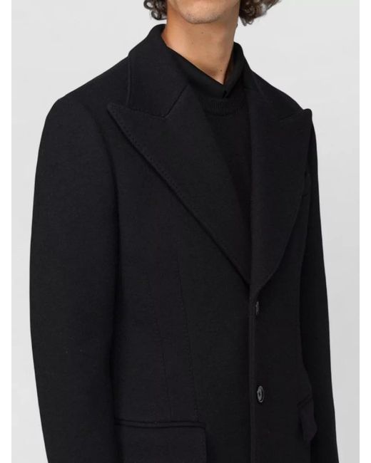 Dolce & Gabbana Black Long Double Breasted Coat Tailored Warm Fabric for men