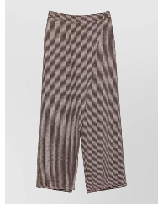 Alysi Gray Striped Wide Leg Tailored Trousers