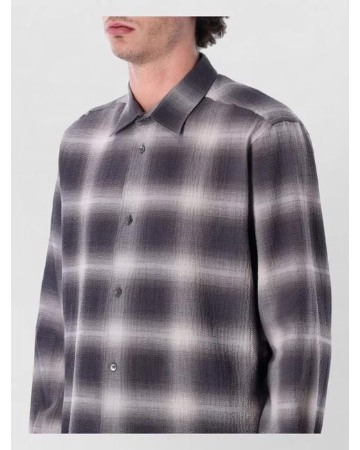 BERNER KUHL Blue Volume Seersucker Check Shirt Curved Hem for men
