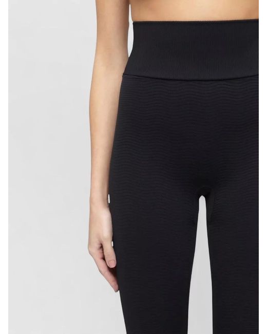 Wolford Blue Ribbed Seamless Leggings Elastic Waistband