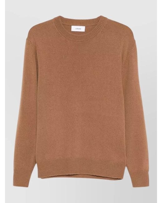 Lardini Brown Ribbed Wool And Alpaca Sweater for men
