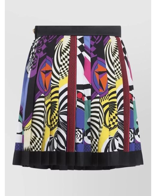 Versace Blue Silk Pleated Midi Skirt