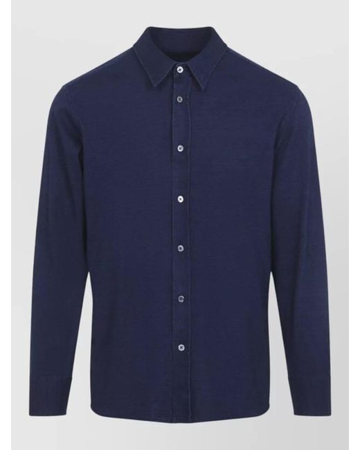 Tom Ford Blue Cotton Long-Sleeve Shirt for men