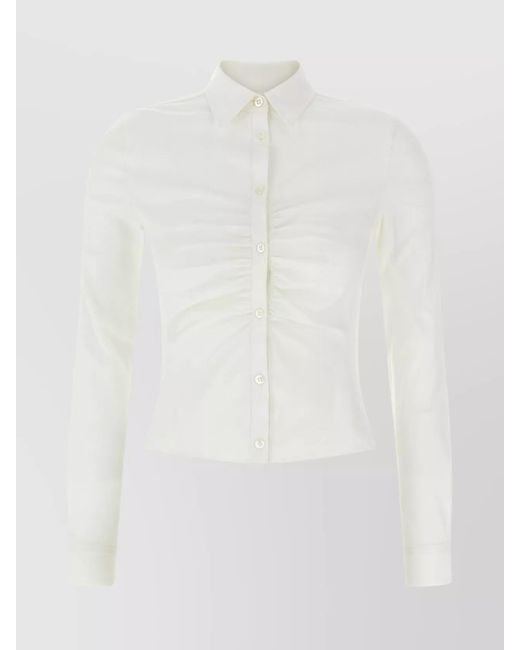 Balenciaga White Ruched Shirt
