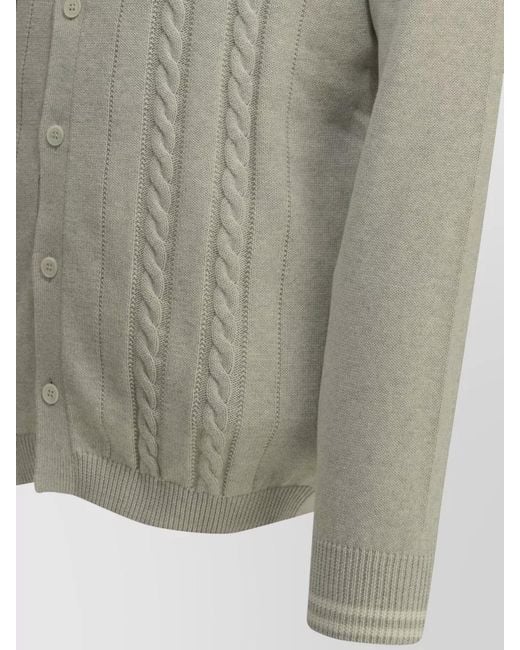 Brunello Cucinelli Gray Logo Cardigan Cable Knit Ribbed Trims for men