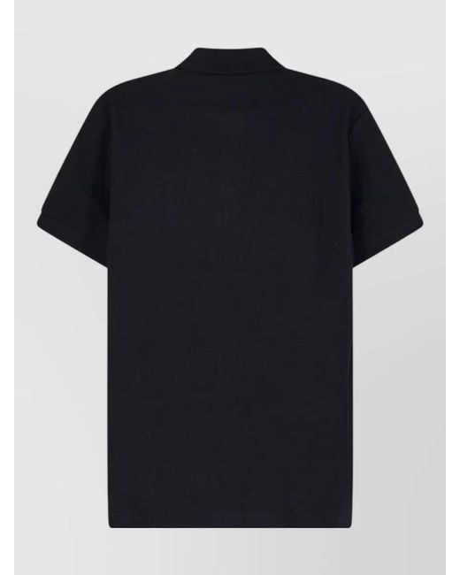 Burberry Black Cotton Polo Shirt Straight Cut Short Sleeves for men