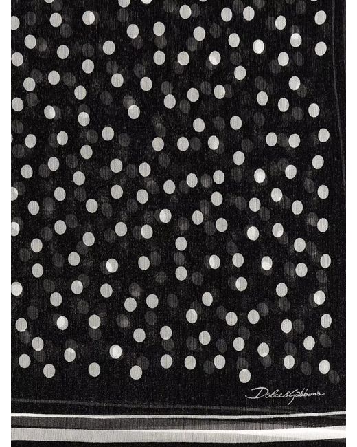Dolce & Gabbana Black Lightweight Polka Dot Chiffon Scarf