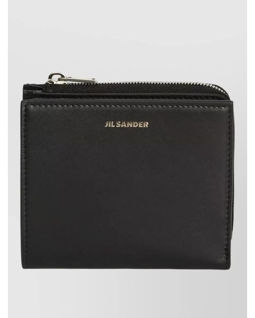 Jil Sander Black Compact Leather Wallet And Cardholder for men
