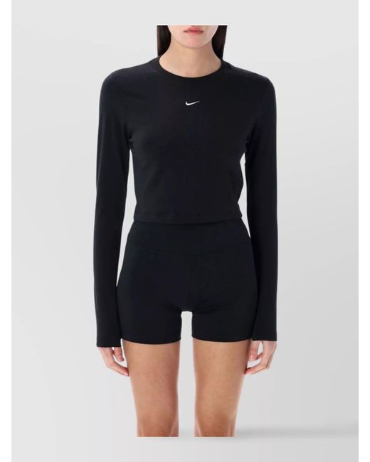 Nike Blue Cropped Long-Sleeve T-Shirt