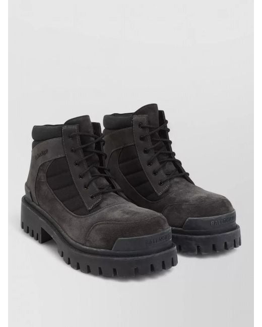 Balenciaga Black Low Ankle Combat Boots Logo Detail for men