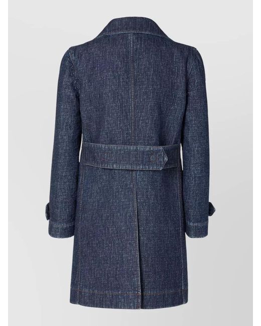Fendi Blue Denim Quilted Double-Breasted Midi Jacket