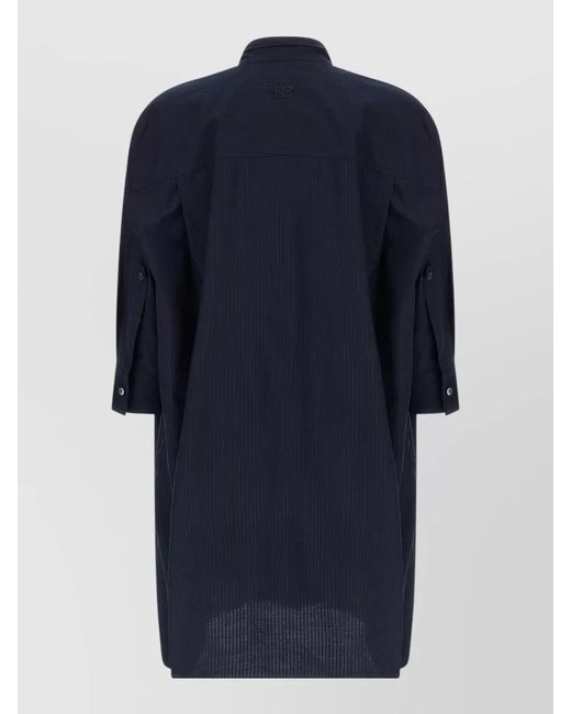 Loewe Blue Pinstripe Jacket Draped Front Three Quarter Sleeves