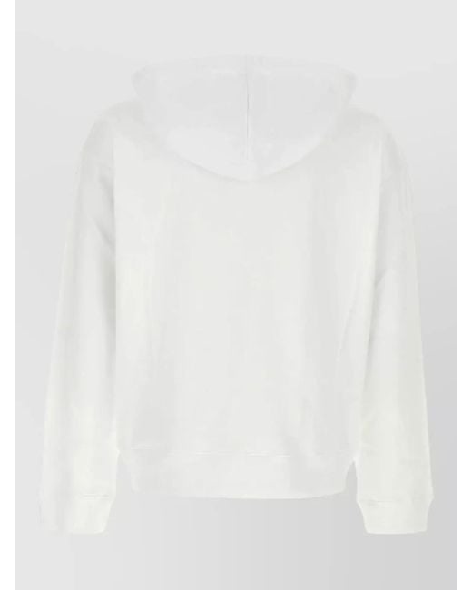 Moschino White Cotton Hooded Sweatshirt Long Sleeves Pocket for men