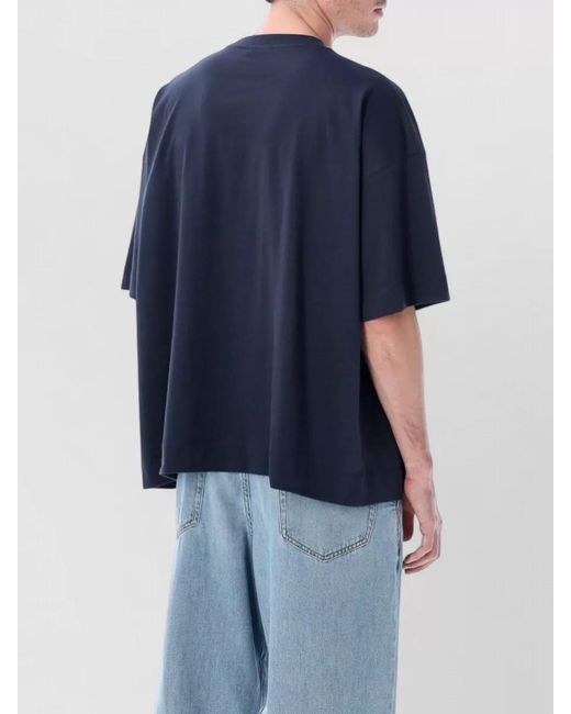 Dries Van Noten Blue Cotton Oversized Crew Neck T-Shirt for men