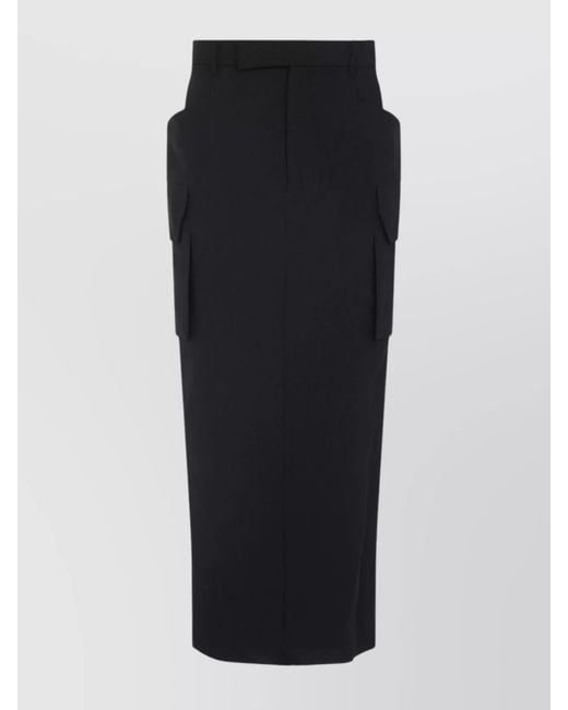 Rick Owens Black Firbanks Wool Midi Skirt