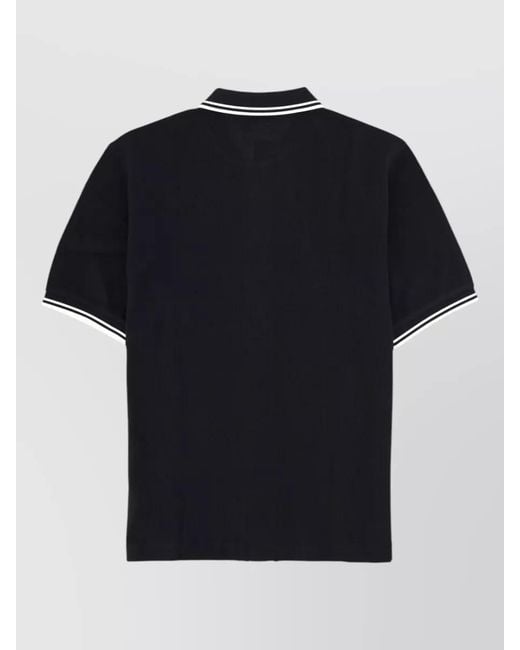 Fred Perry Black Contrast Collar Shirt Ribbed Cuffs Short Sleeves for men