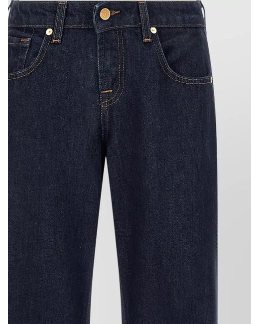 7 For All Mankind Blue Low-Rise Straight-Leg Jeans