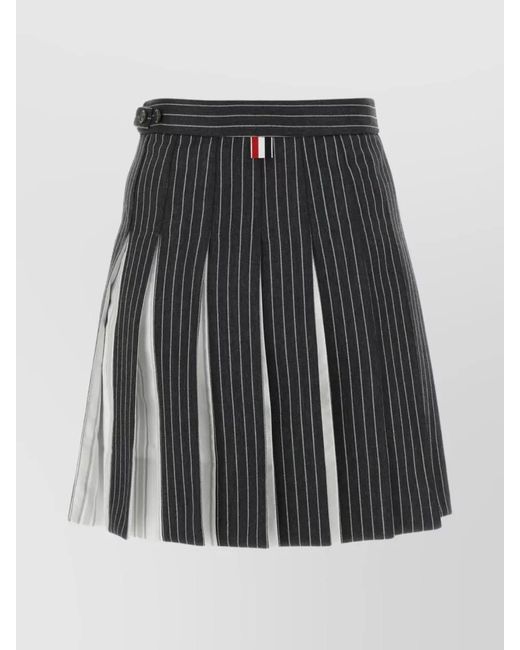 Thom Browne Gray Wool Pleated Mini Skirt