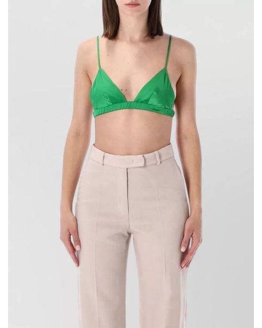 Frankie Shop Green Nina Satin Triangle Bralette Plunge Neckline