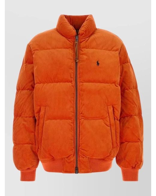 Polo Ralph Lauren Orange Corduroy Down Puffer Jacket for men