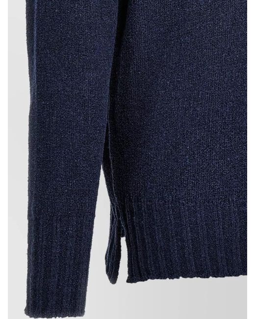 Ma'ry'ya Blue V Neck Fine Knit Long Sleeve Sweater for men