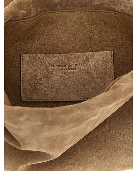 Brunello Cucinelli White Suede Shoulder Bag