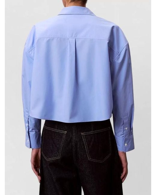 Calvin Klein Blue Cropped Oversized Shirt