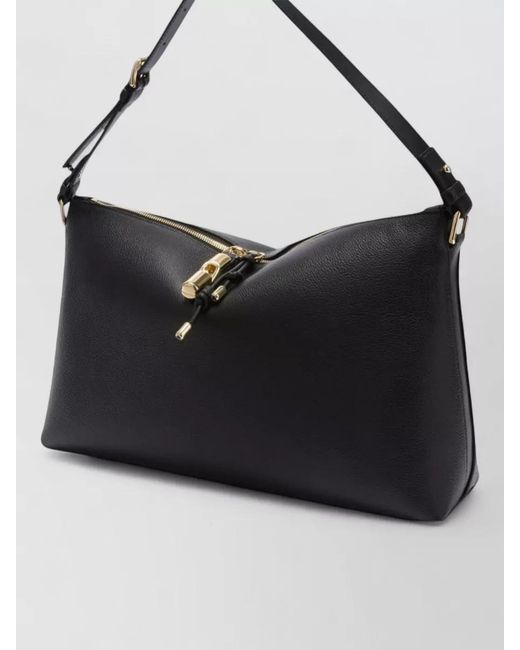 Furla Black Shoulder Bag Tone Hardware Adjustable Strap