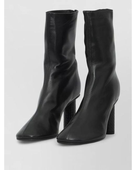 Paris Texas Black Alice Heeled Calf Boots Python Detail