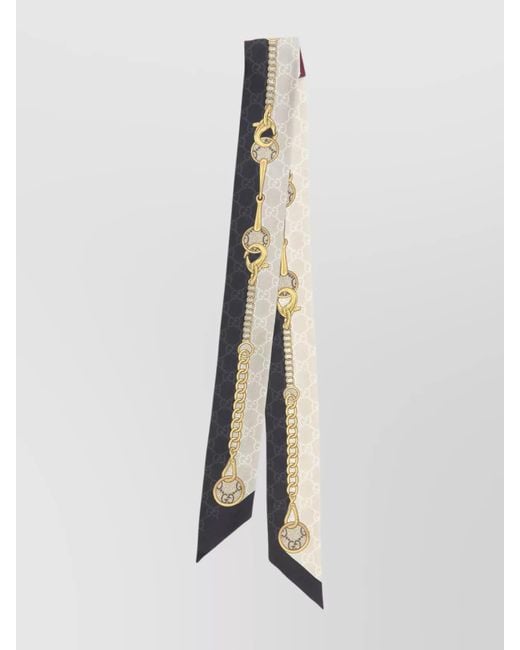 Gucci White Silk Twill Bow Scarf