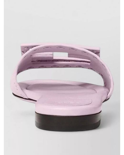 Fendi Pink Silk Nylon Flat Sole Open Toe Slides