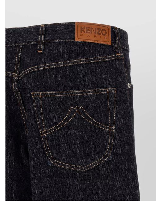 KENZO Blue Cotton Straight-Leg Jeans for men