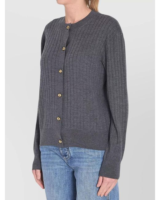 Bottega Veneta Gray Ribbed Knit Cardigan