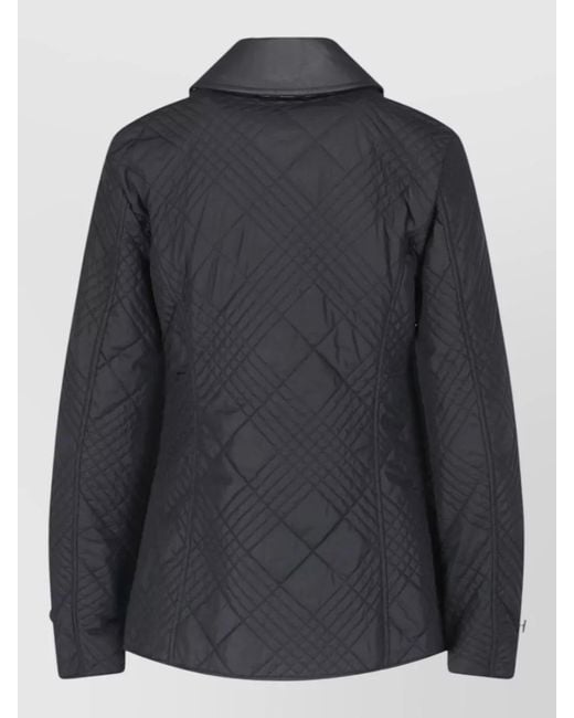 Burberry Black Quilted Coat Point Collar Adjustable Cuffs