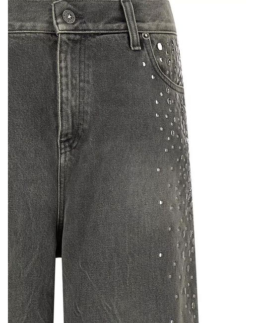 Golden Goose Deluxe Brand Gray Journey Wide Leg Jeans Studs Pockets
