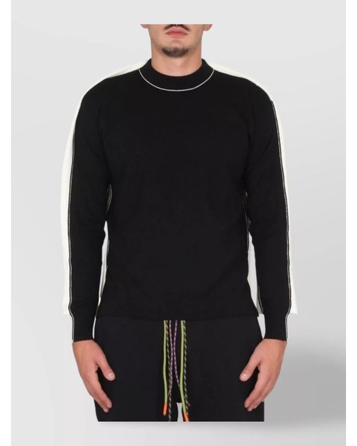 Ambush Black Ribbed Cross-Neck Jumper for men