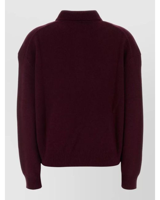 Anine Bing Purple Cashmere Lee Polo Shirt Button Collar
