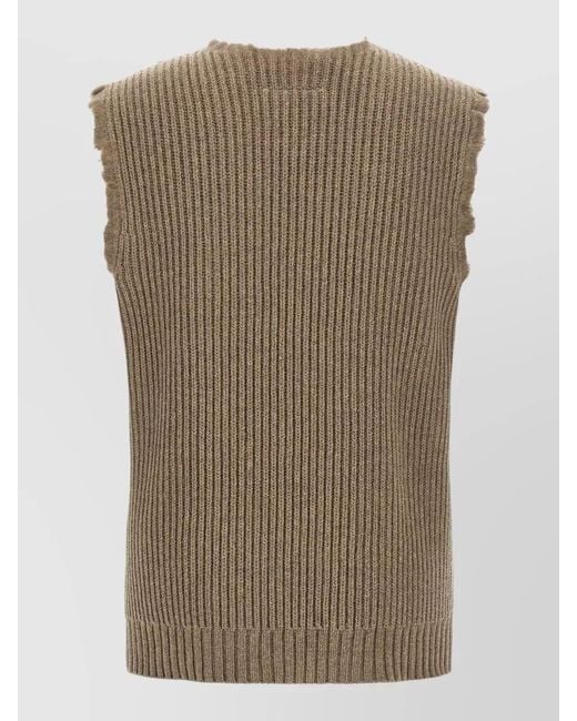 MM6 by Maison Margiela Natural Ribbed Wool Blend Vest for men