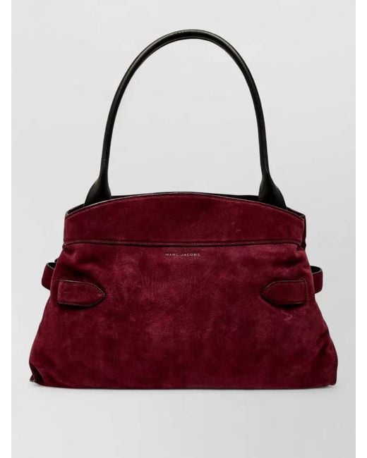 Marc Jacobs Red Suede Shoulder Bag Top Handle Design
