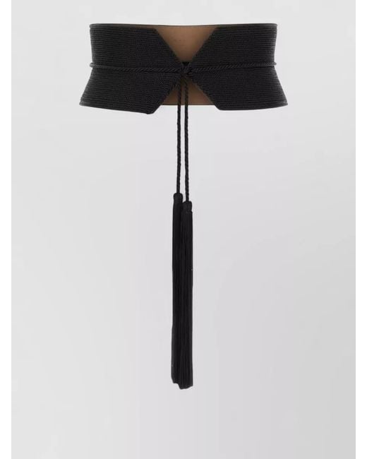 Alaïa Black Viscose Belt Tassel Detail Wide Band