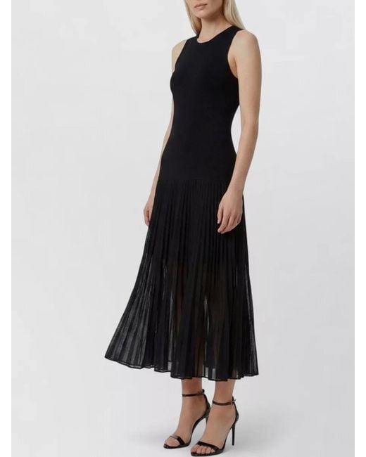 Alaïa Black Sheer Midi Knit Dress Pleated Panels