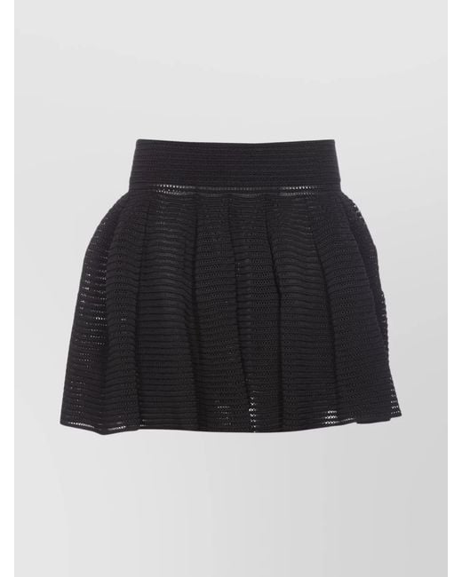 Alaïa Black Full Skirt With Pleated High Waist