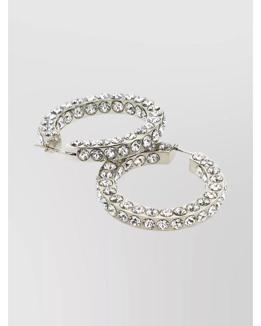 AMINA MUADDI Metallic Crystal Embellished Hoop Earrings