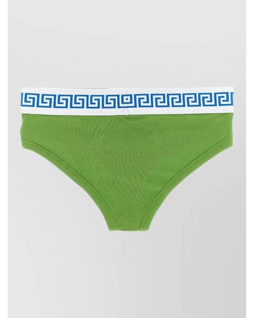 Versace Green Medusa Briefs Ribbed Texture Waistband