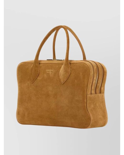 Ferragamo Brown Medium Handbag With Structured Shape And Top Handles